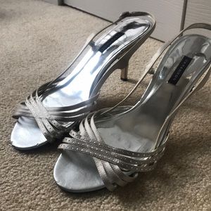 Caparros Silver Strappy Sandal Heels
